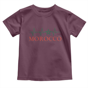 Morocco Toddler T Shirt Heartbeat Green Star Patriotic Pride Gift for Proud Moroccan TS10 Maroon Print Your Wear