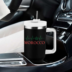 Morocco Tumbler With Handle Heartbeat Green Star Patriotic Pride Gift for Proud Moroccan TS10 Print Your Wear