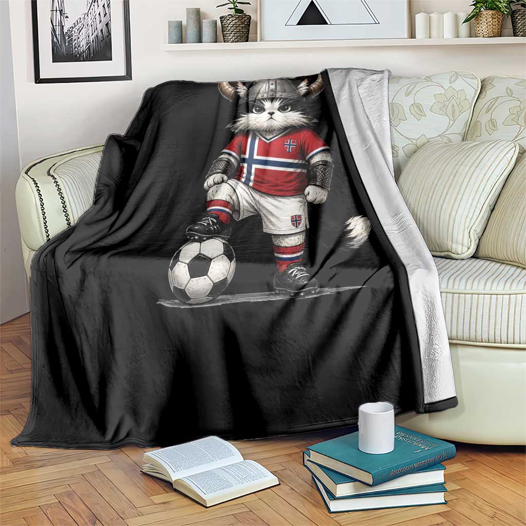 Norway Soccer Fan Throw Blanket Cute Viking Cat Norwegian Flag Nordic Football Lovers TS10 Print Your Wear