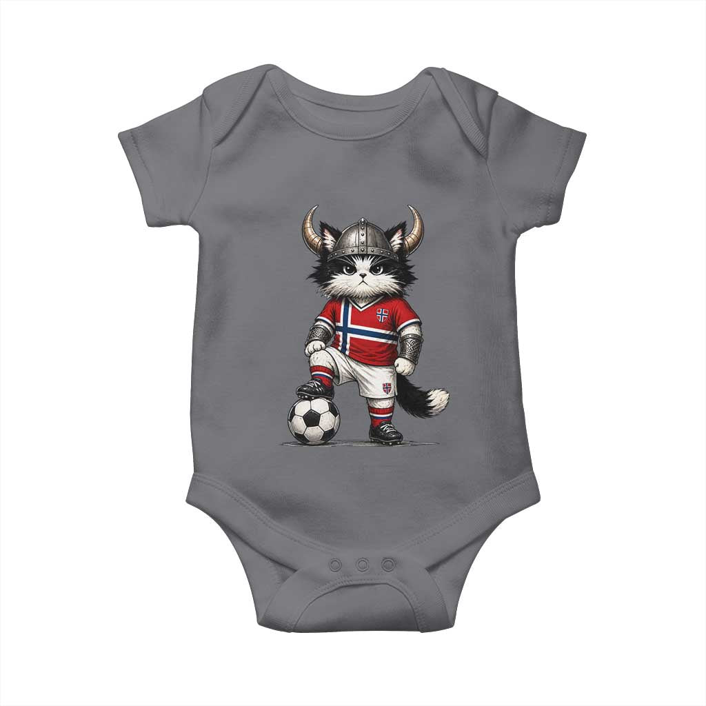 Norway Soccer Fan Baby Onesie Cute Viking Cat Norwegian Flag Nordic Football Lovers TS10 Charcoal Print Your Wear