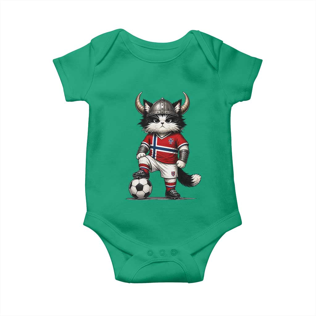 Norway Soccer Fan Baby Onesie Cute Viking Cat Norwegian Flag Nordic Football Lovers TS10 Irish Green Print Your Wear