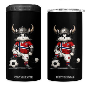 Norway Soccer Fan 4 in 1 Can Cooler Tumbler Cute Viking Cat Norwegian Flag Nordic Football Lovers TS10 One Size: 16 oz Black Print Your Wear