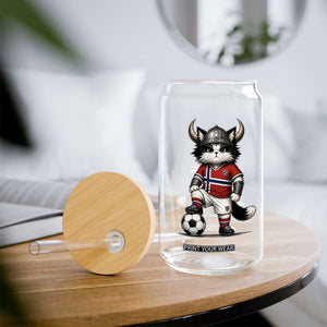 Norway Soccer Fan Glass Can Cute Viking Cat Norwegian Flag Nordic Football Lovers TS10 Print Your Wear
