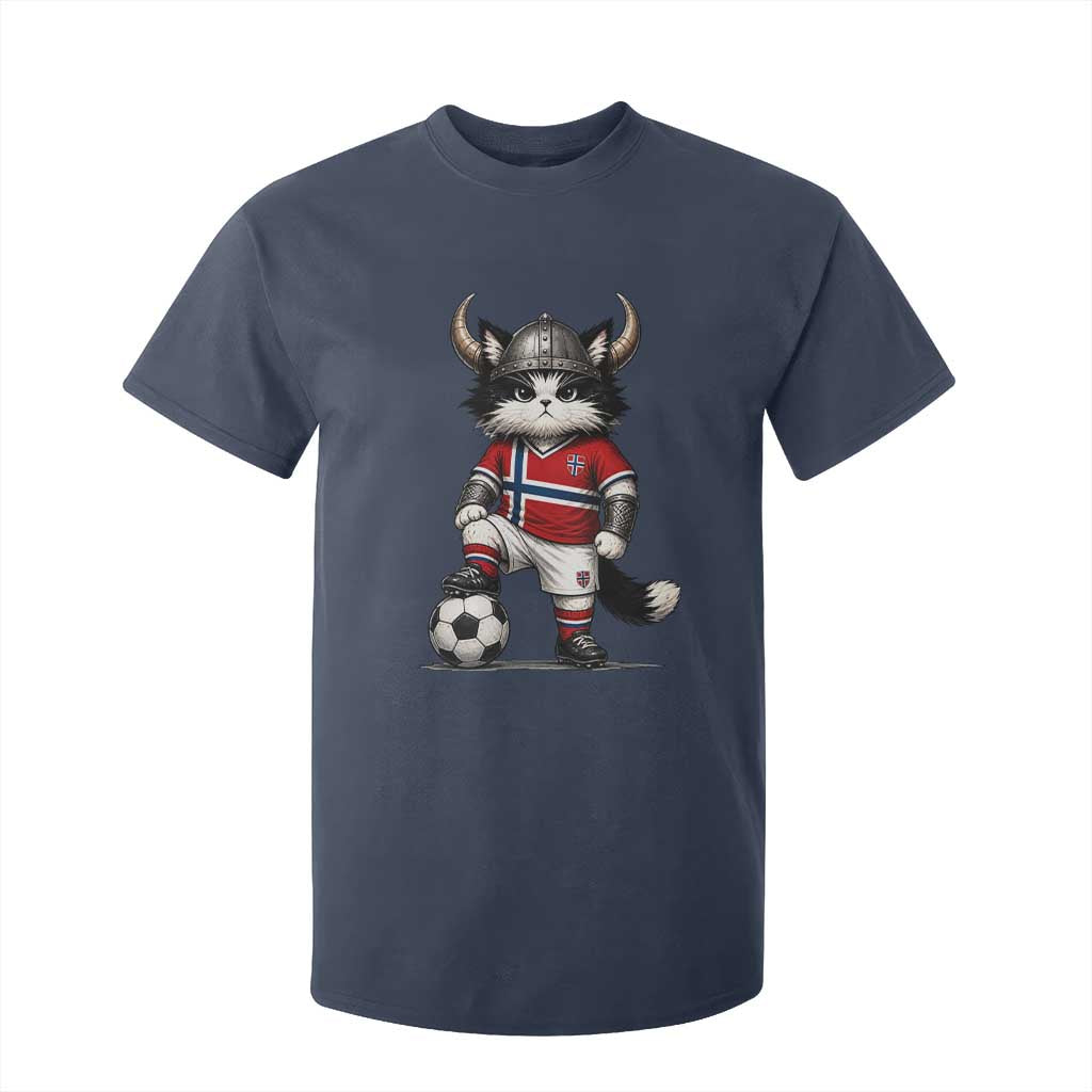 Norway Soccer Fan T Shirt For Kid Cute Viking Cat Norwegian Flag Nordic Football Lovers TS10 Navy Print Your Wear
