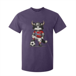Norway Soccer Fan T Shirt For Kid Cute Viking Cat Norwegian Flag Nordic Football Lovers TS10 Purple Print Your Wear