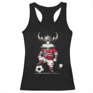 Norway Soccer Fan Racerback Tank Top Cute Viking Cat Norwegian Flag Nordic Football Lovers TS10 Black Print Your Wear