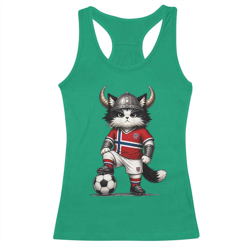 Norway Soccer Fan Racerback Tank Top Cute Viking Cat Norwegian Flag Nordic Football Lovers TS10 Irish Green Print Your Wear