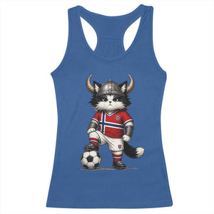 Norway Soccer Fan Racerback Tank Top Cute Viking Cat Norwegian Flag Nordic Football Lovers TS10 Royal Blue Print Your Wear