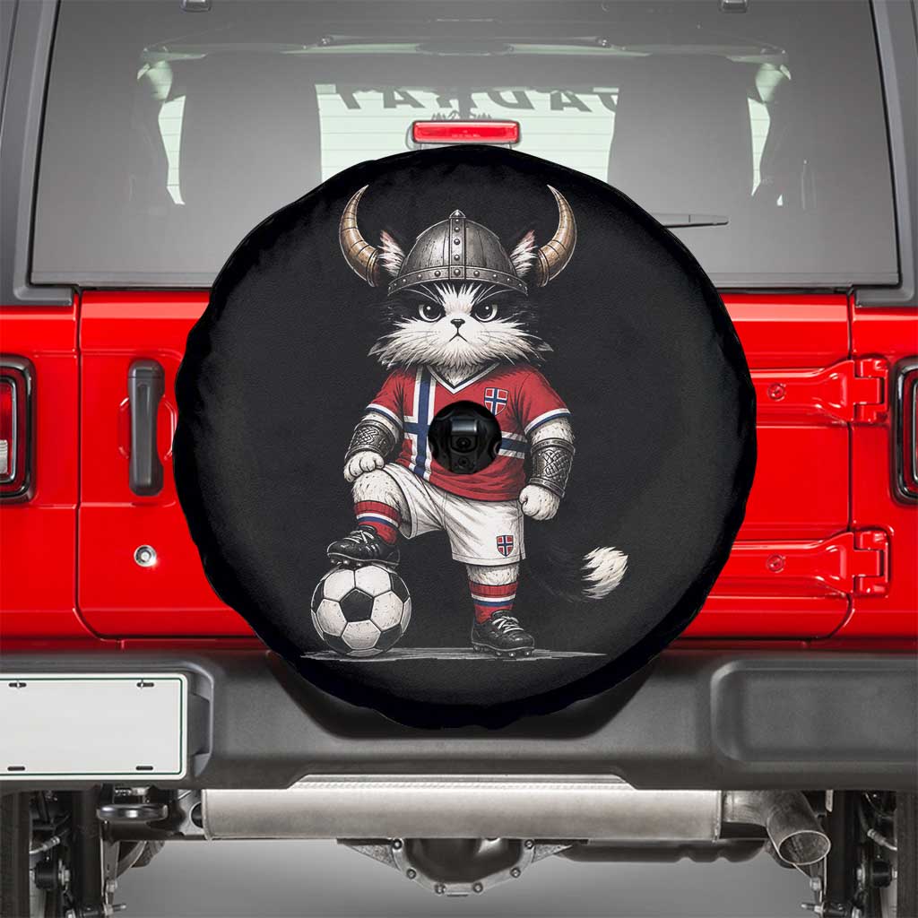 Norway Soccer Fan Spare Tire Cover Cute Viking Cat Norwegian Flag Nordic Football Lovers TS10 Black Print Your Wear
