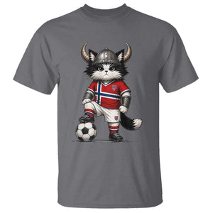 Norway Soccer Fan T Shirt Cute Viking Cat Norwegian Flag Nordic Football Lovers TS10 Charcoal Print Your Wear