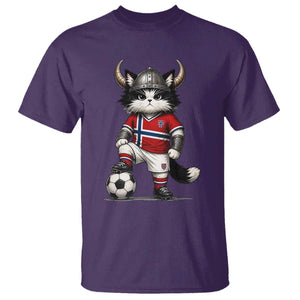 Norway Soccer Fan T Shirt Cute Viking Cat Norwegian Flag Nordic Football Lovers TS10 Purple Print Your Wear
