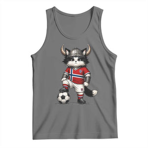 Norway Soccer Fan Tank Top Cute Viking Cat Norwegian Flag Nordic Football Lovers TS10 Black Heather Print Your Wear