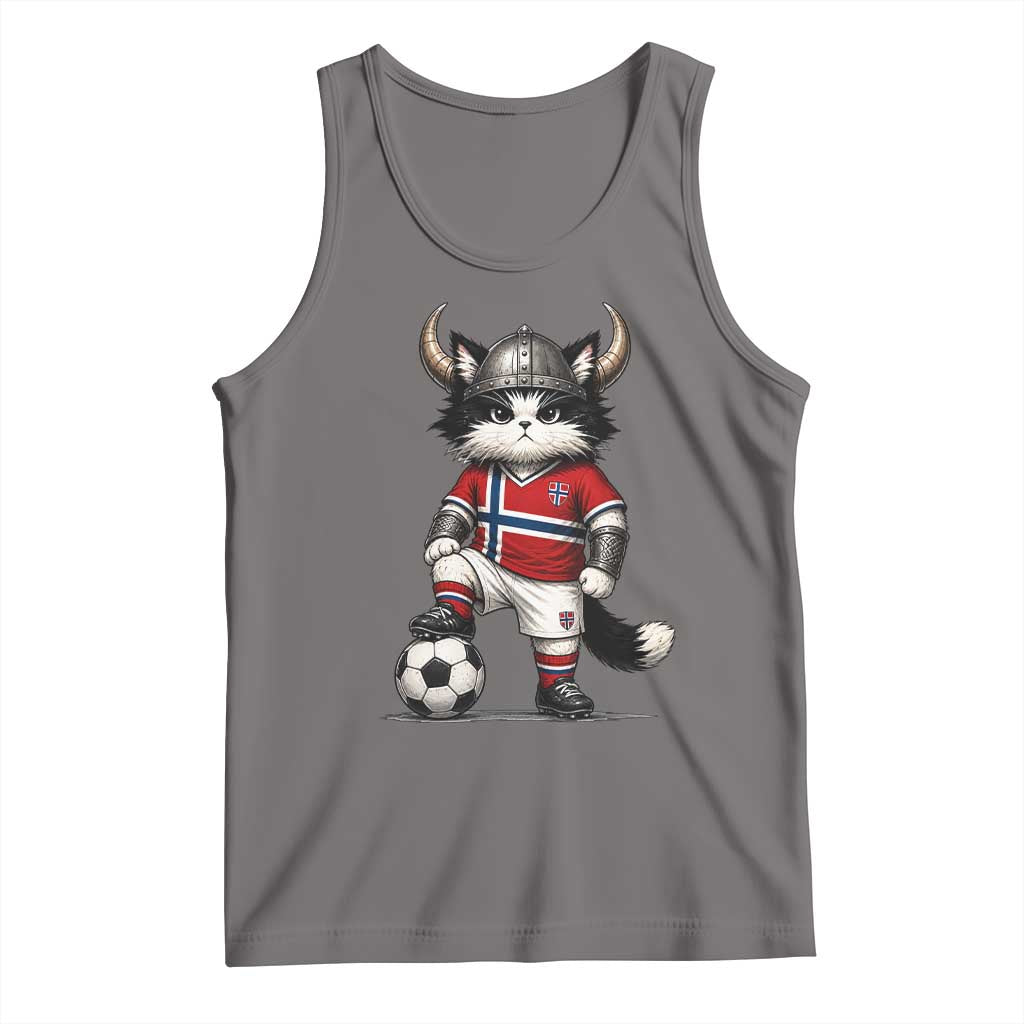 Norway Soccer Fan Tank Top Cute Viking Cat Norwegian Flag Nordic Football Lovers TS10 Deep Heather Print Your Wear