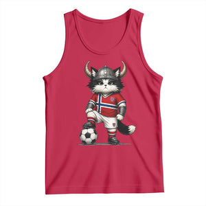 Norway Soccer Fan Tank Top Cute Viking Cat Norwegian Flag Nordic Football Lovers TS10 Red Print Your Wear