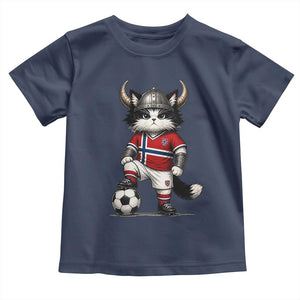 Norway Soccer Fan Toddler T Shirt Cute Viking Cat Norwegian Flag Nordic Football Lovers TS10 Navy Print Your Wear