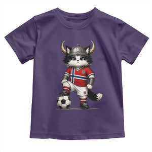 Norway Soccer Fan Toddler T Shirt Cute Viking Cat Norwegian Flag Nordic Football Lovers TS10 Purple Print Your Wear