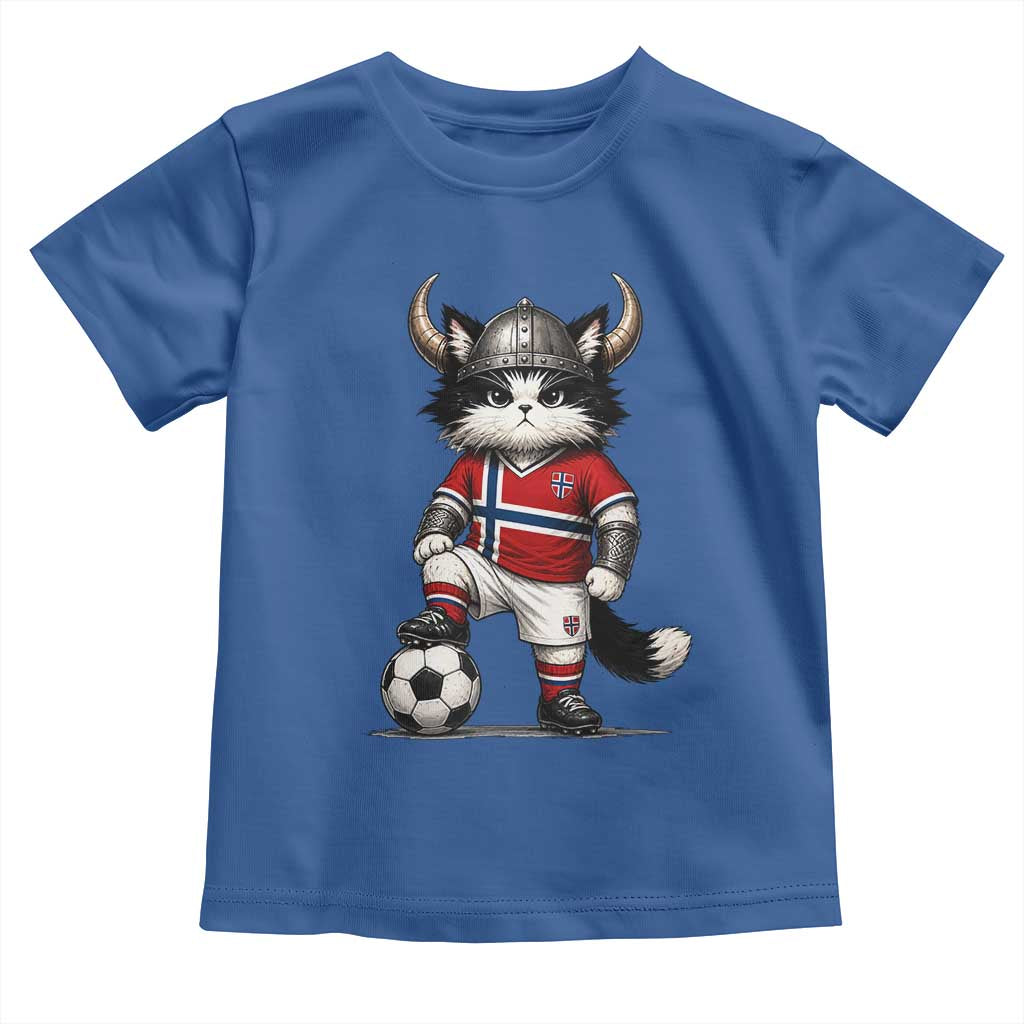 Norway Soccer Fan Toddler T Shirt Cute Viking Cat Norwegian Flag Nordic Football Lovers TS10 Royal Blue Print Your Wear