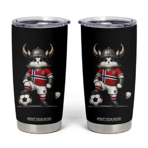 Norway Soccer Fan Tumbler Cup Cute Viking Cat Norwegian Flag Nordic Football Lovers TS10 Black Print Your Wear