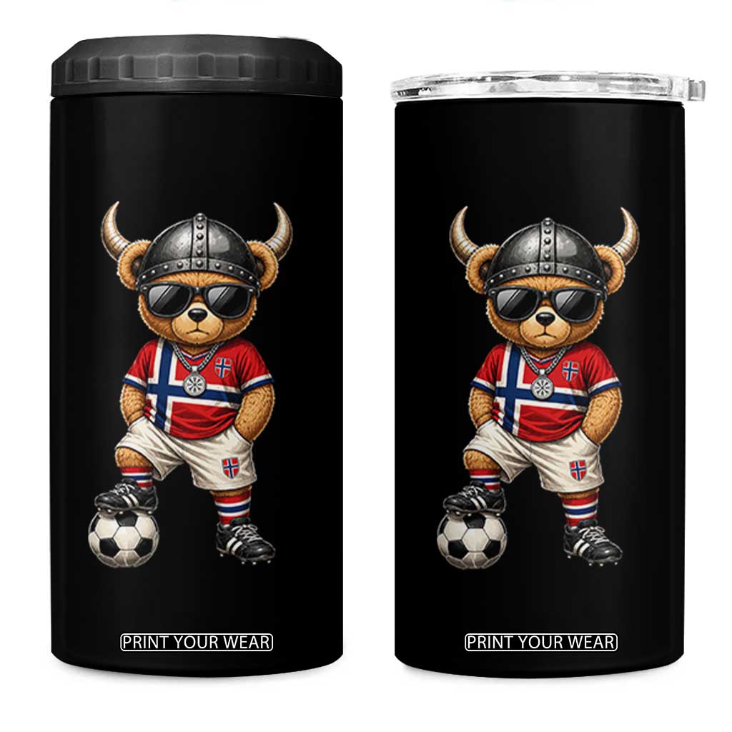 Norway Soccer Fan 4 in 1 Can Cooler Tumbler Cool Viking Bear Nordic Football Norwegian Flag TS10 One Size: 16 oz Black Print Your Wear