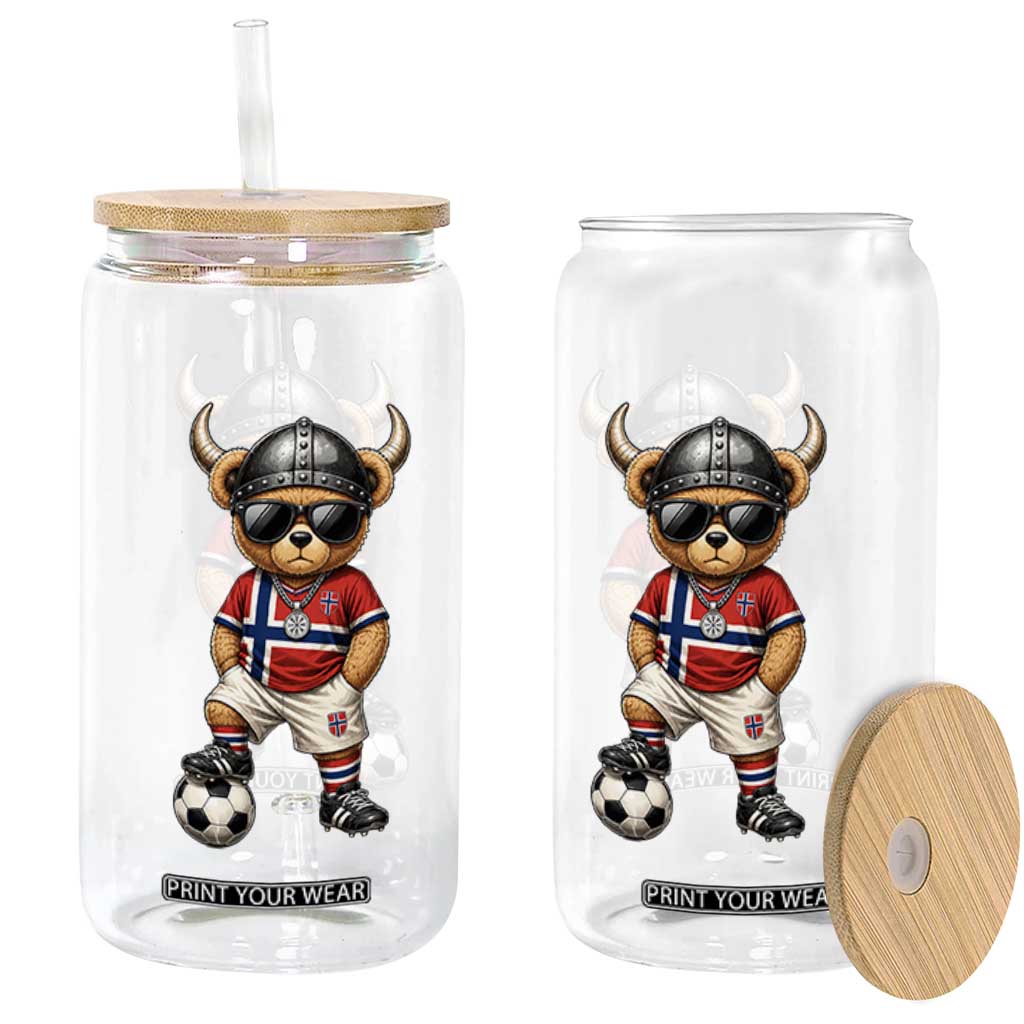 Norway Soccer Fan Glass Can Cool Viking Bear Nordic Football Norwegian Flag TS10 Print Your Wear