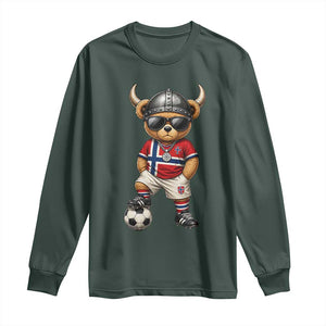 Norway Soccer Fan Long Sleeve Shirt Cool Viking Bear Nordic Football Norwegian Flag TS10 Dark Forest Green Print Your Wear