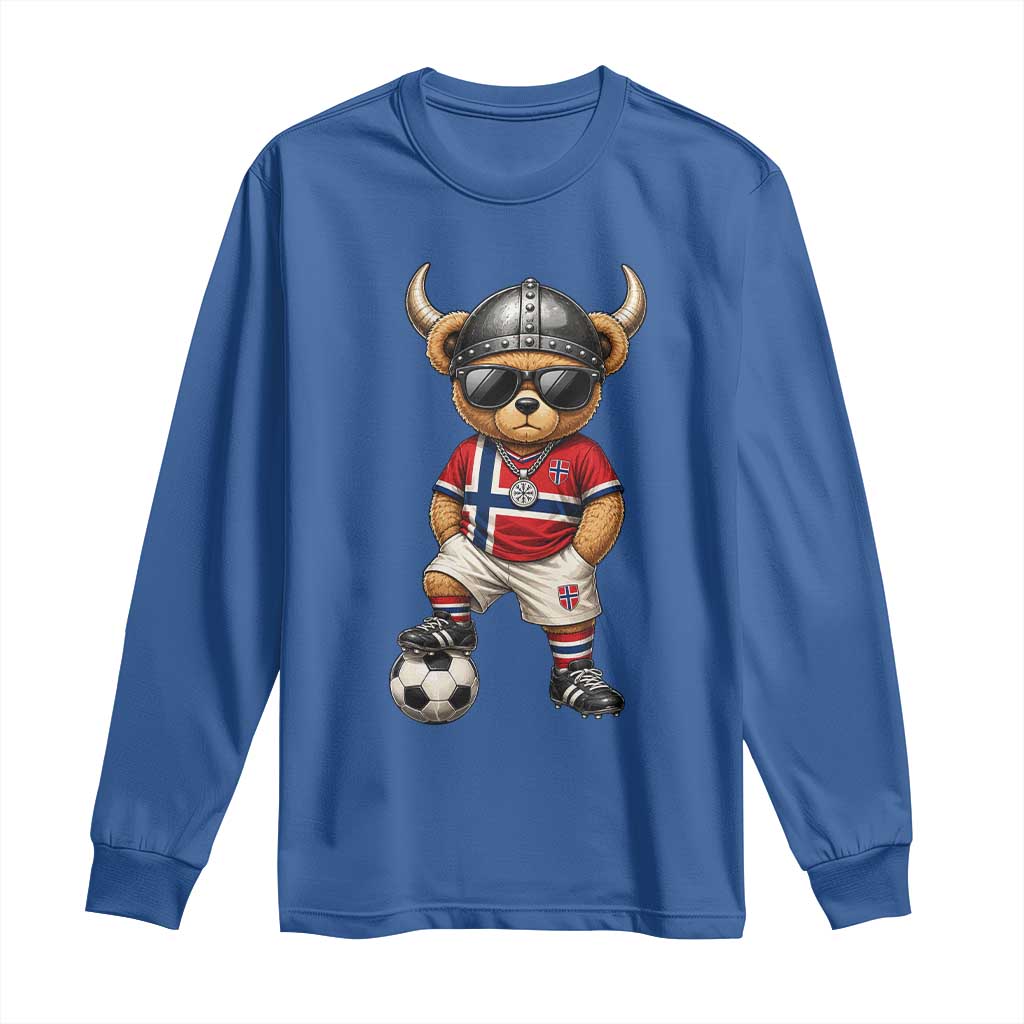 Norway Soccer Fan Long Sleeve Shirt Cool Viking Bear Nordic Football Norwegian Flag TS10 Royal Blue Print Your Wear