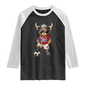 Norway Soccer Fan Raglan Shirt Cool Viking Bear Nordic Football Norwegian Flag TS10 Black White Print Your Wear