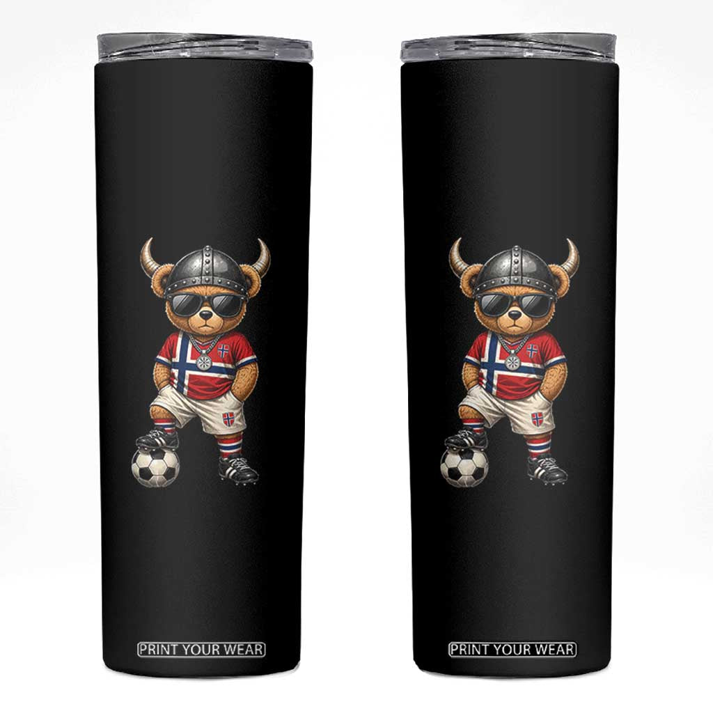 Norway Soccer Fan Skinny Tumbler Cool Viking Bear Nordic Football Norwegian Flag TS10 Black Print Your Wear