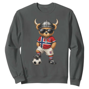 Norway Soccer Fan Sweatshirt Cool Viking Bear Nordic Football Norwegian Flag TS10 Dark Heather Print Your Wear