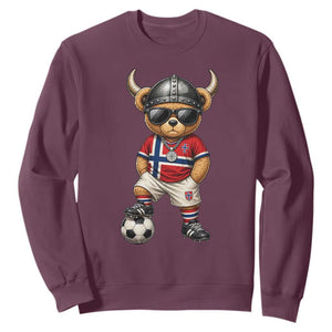 Norway Soccer Fan Sweatshirt Cool Viking Bear Nordic Football Norwegian Flag TS10 Maroon Print Your Wear