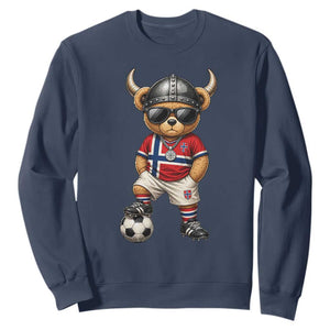 Norway Soccer Fan Sweatshirt Cool Viking Bear Nordic Football Norwegian Flag TS10 Navy Print Your Wear