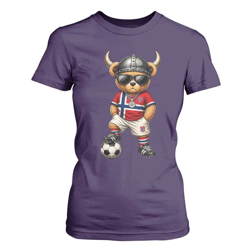 Norway Soccer Fan T Shirt For Women Cool Viking Bear Nordic Football Norwegian Flag TS10 Purple Print Your Wear