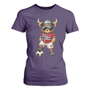 Norway Soccer Fan T Shirt For Women Cool Viking Bear Nordic Football Norwegian Flag TS10 Purple Print Your Wear