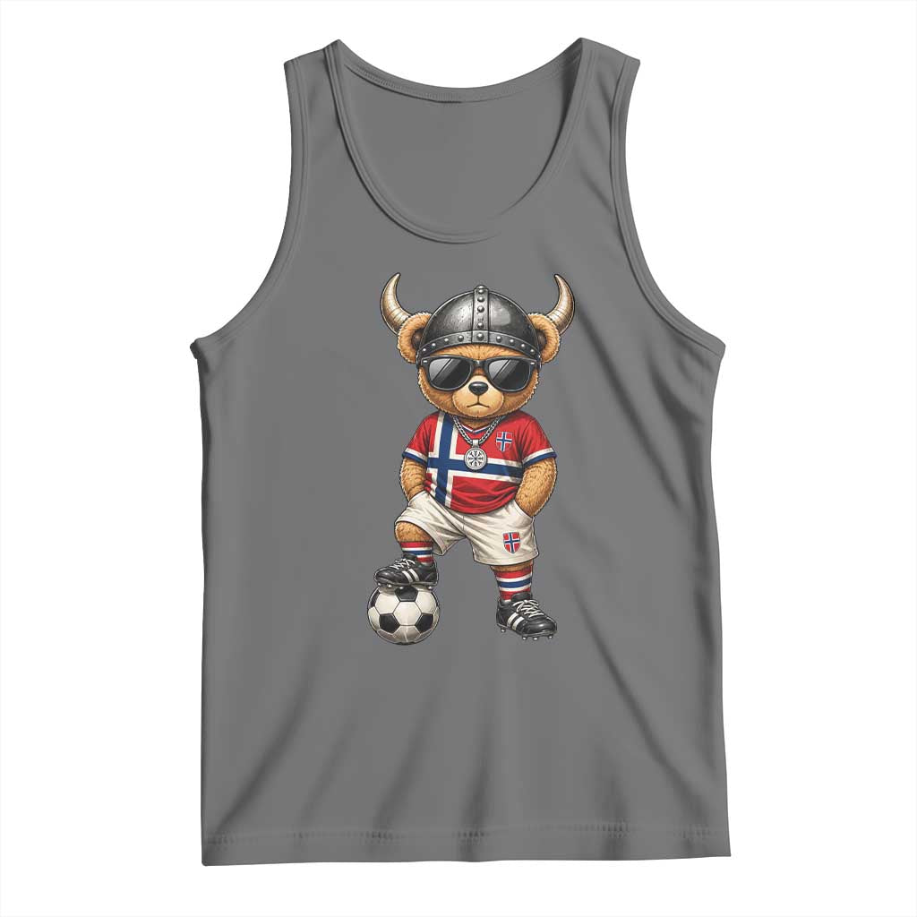 Norway Soccer Fan Tank Top Cool Viking Bear Nordic Football Norwegian Flag TS10 Black Heather Print Your Wear