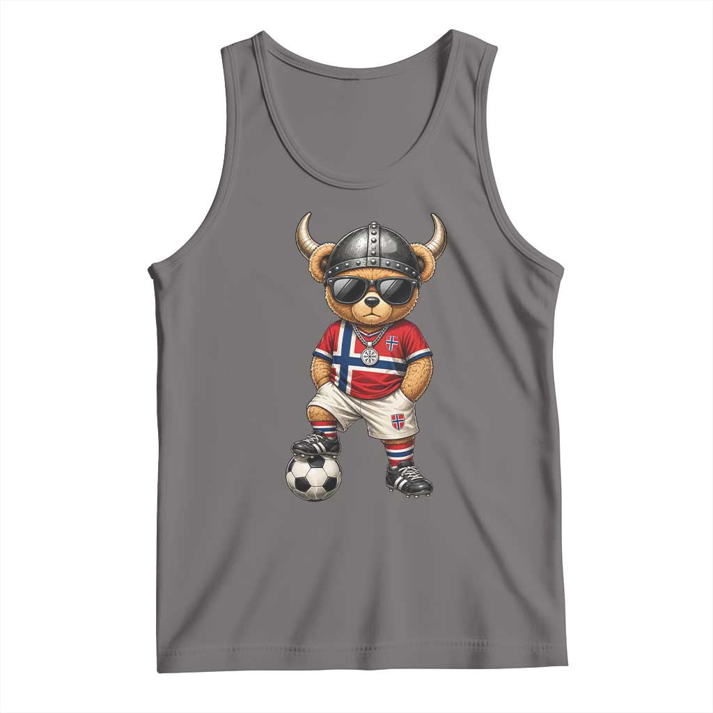 Norway Soccer Fan Tank Top Cool Viking Bear Nordic Football Norwegian Flag TS10 Deep Heather Print Your Wear