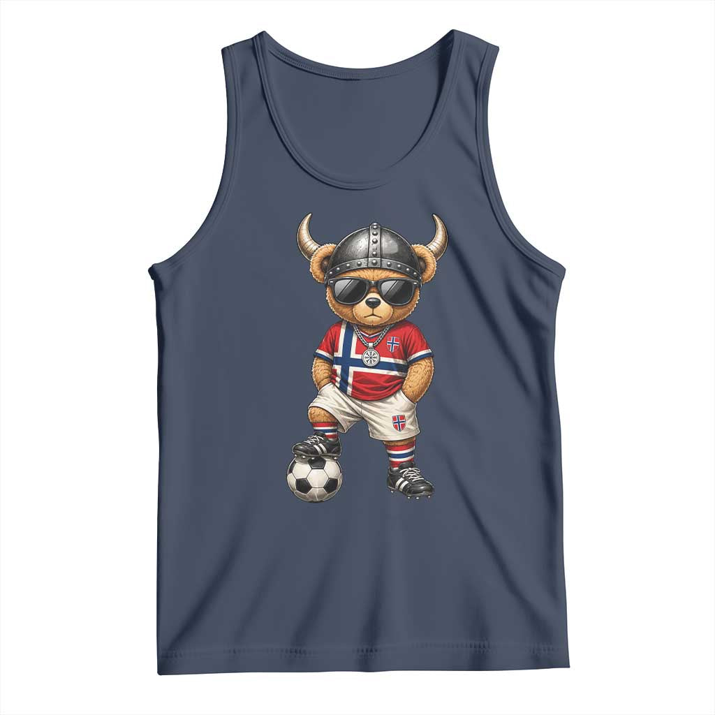 Norway Soccer Fan Tank Top Cool Viking Bear Nordic Football Norwegian Flag TS10 Navy Print Your Wear