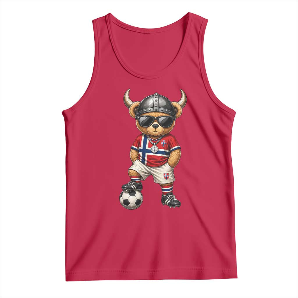 Norway Soccer Fan Tank Top Cool Viking Bear Nordic Football Norwegian Flag TS10 Red Print Your Wear