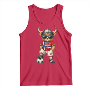 Norway Soccer Fan Tank Top Cool Viking Bear Nordic Football Norwegian Flag TS10 Red Print Your Wear
