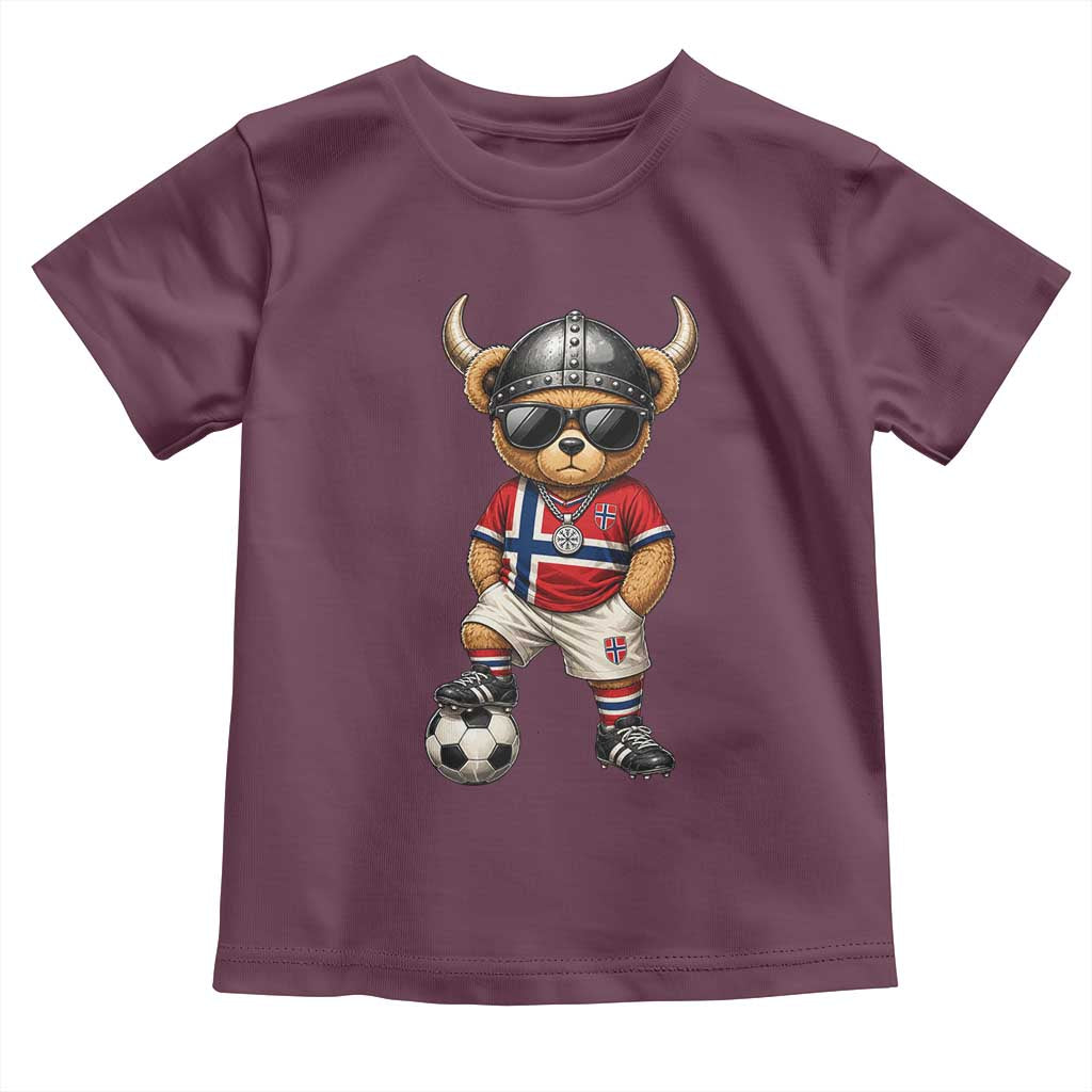 Norway Soccer Fan Toddler T Shirt Cool Viking Bear Nordic Football Norwegian Flag TS10 Maroon Print Your Wear