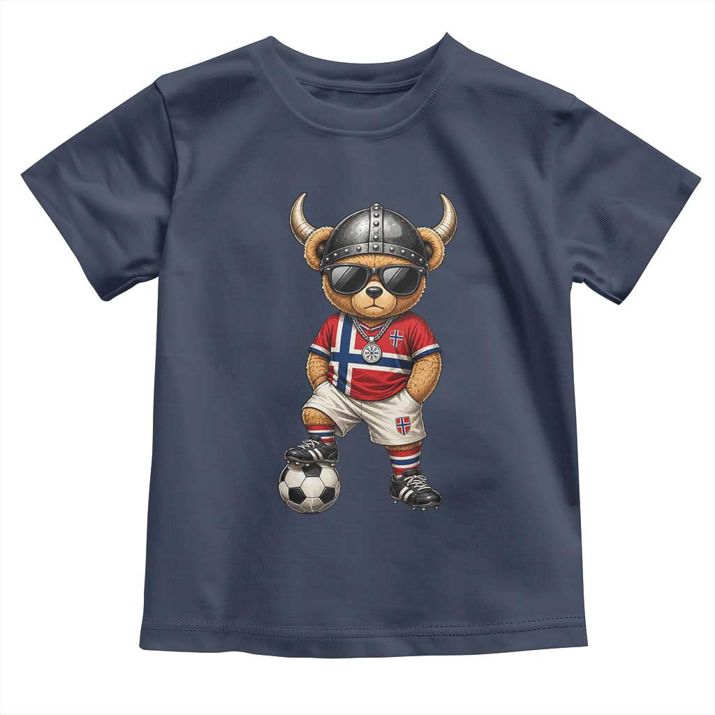 Norway Soccer Fan Toddler T Shirt Cool Viking Bear Nordic Football Norwegian Flag TS10 Navy Print Your Wear