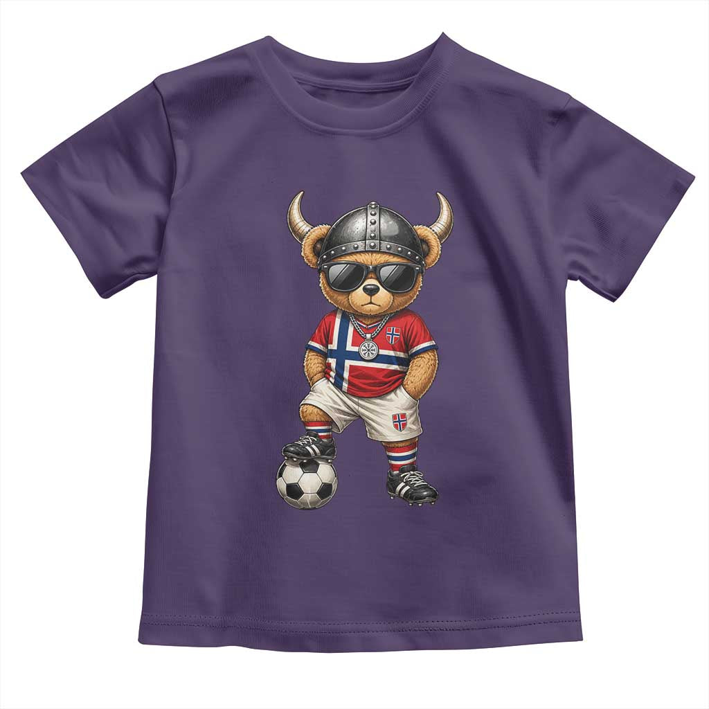 Norway Soccer Fan Toddler T Shirt Cool Viking Bear Nordic Football Norwegian Flag TS10 Purple Print Your Wear