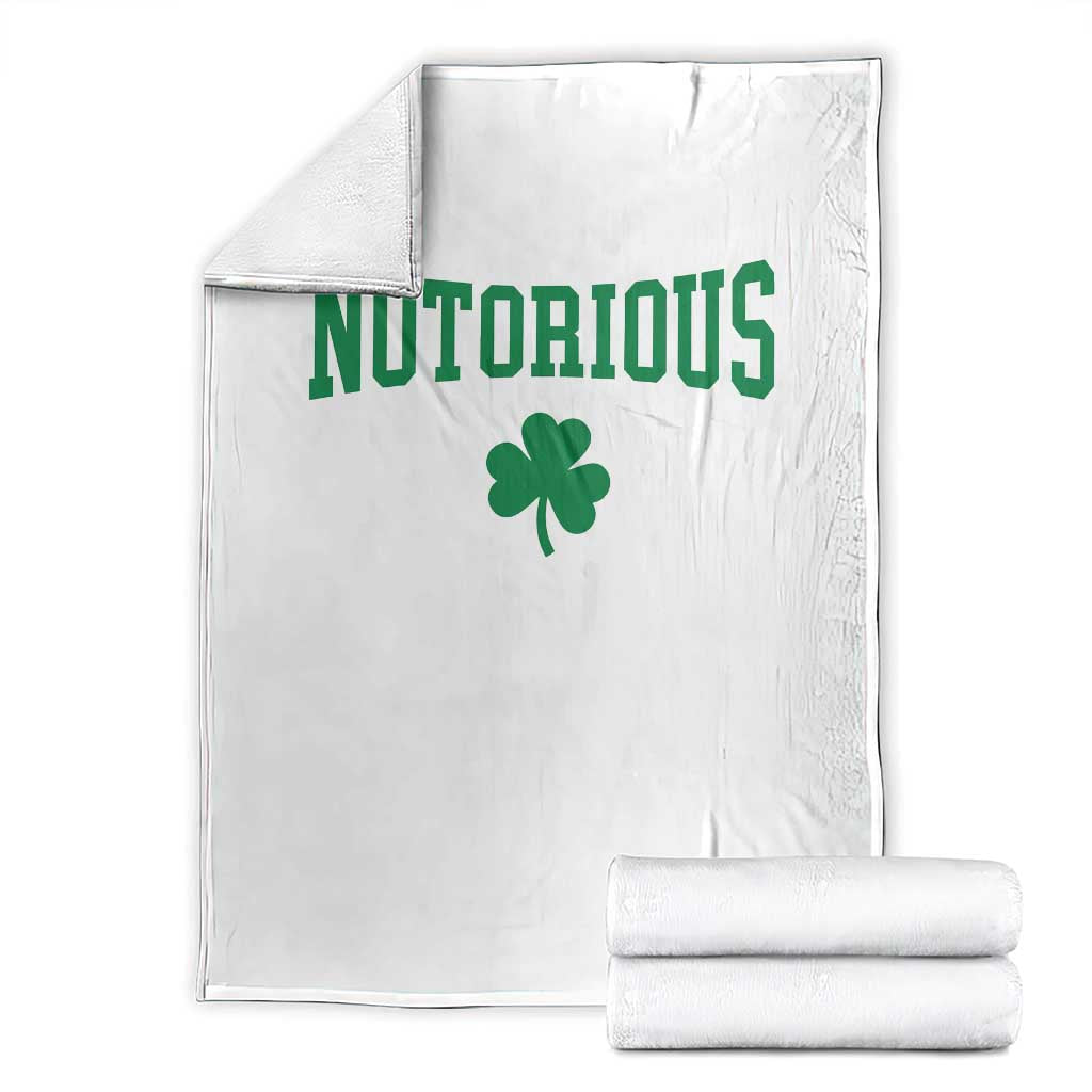 Irish Pride Boxing Fighting Notorious Throw Blanket Retro Shamrock Varsity Irish Lucky Clover Graphic TS10 White Print Your Wear