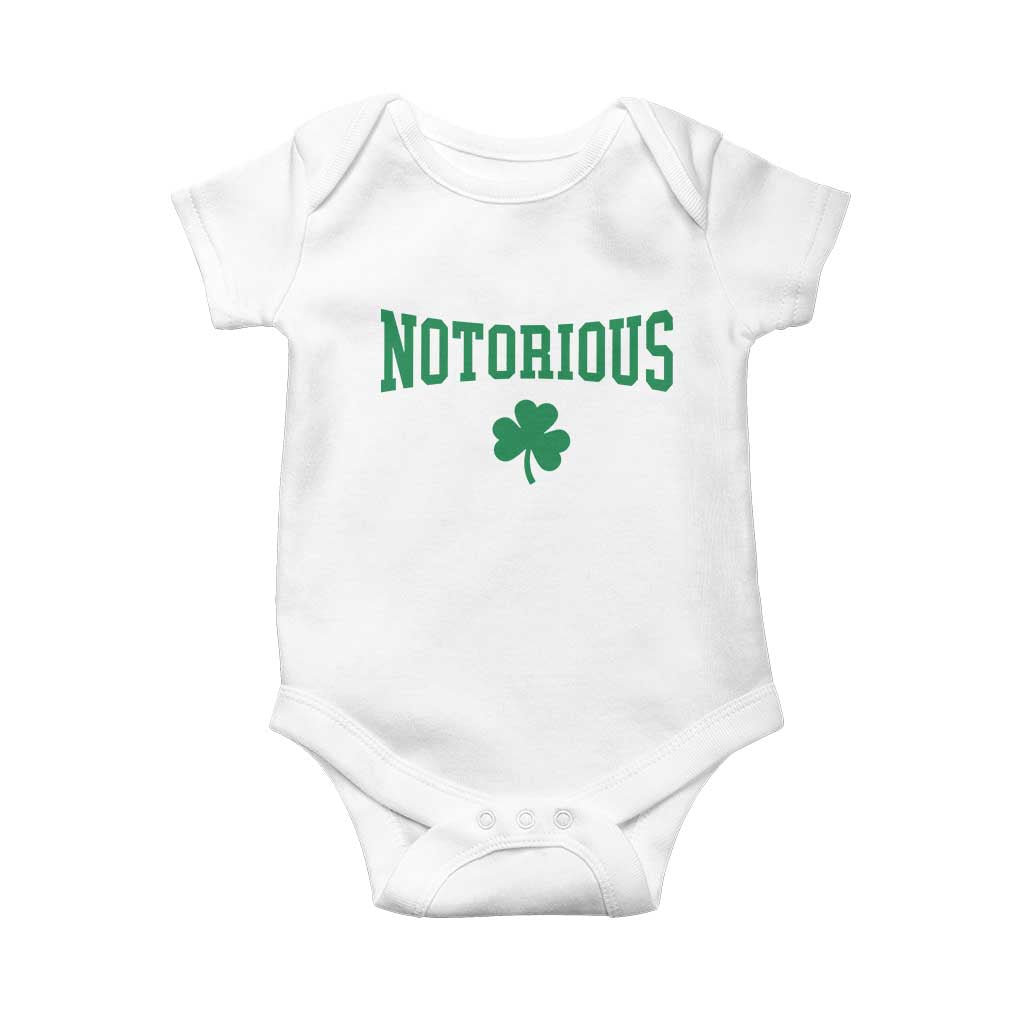 Irish Pride Boxing Fighting Notorious Baby Onesie Retro Shamrock Varsity Irish Lucky Clover Graphic TS10 White Print Your Wear