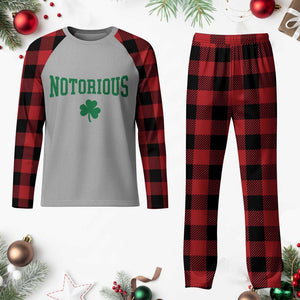 Irish Pride Boxing Fighting Notorious Plaid Pajama Set Retro Shamrock Varsity Irish Lucky Clover Graphic TS10 Buffalo Plaid Print Your Wear