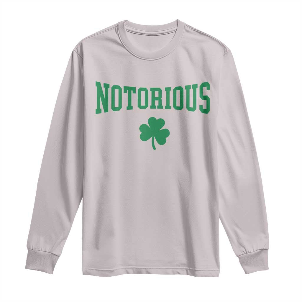 Irish Pride Boxing Fighting Notorious Long Sleeve Shirt Retro Shamrock Varsity Irish Lucky Clover Graphic TS10 Ice Gray Print Your Wear