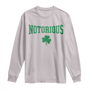 Irish Pride Boxing Fighting Notorious Long Sleeve Shirt Retro Shamrock Varsity Irish Lucky Clover Graphic TS10 Ice Gray Print Your Wear