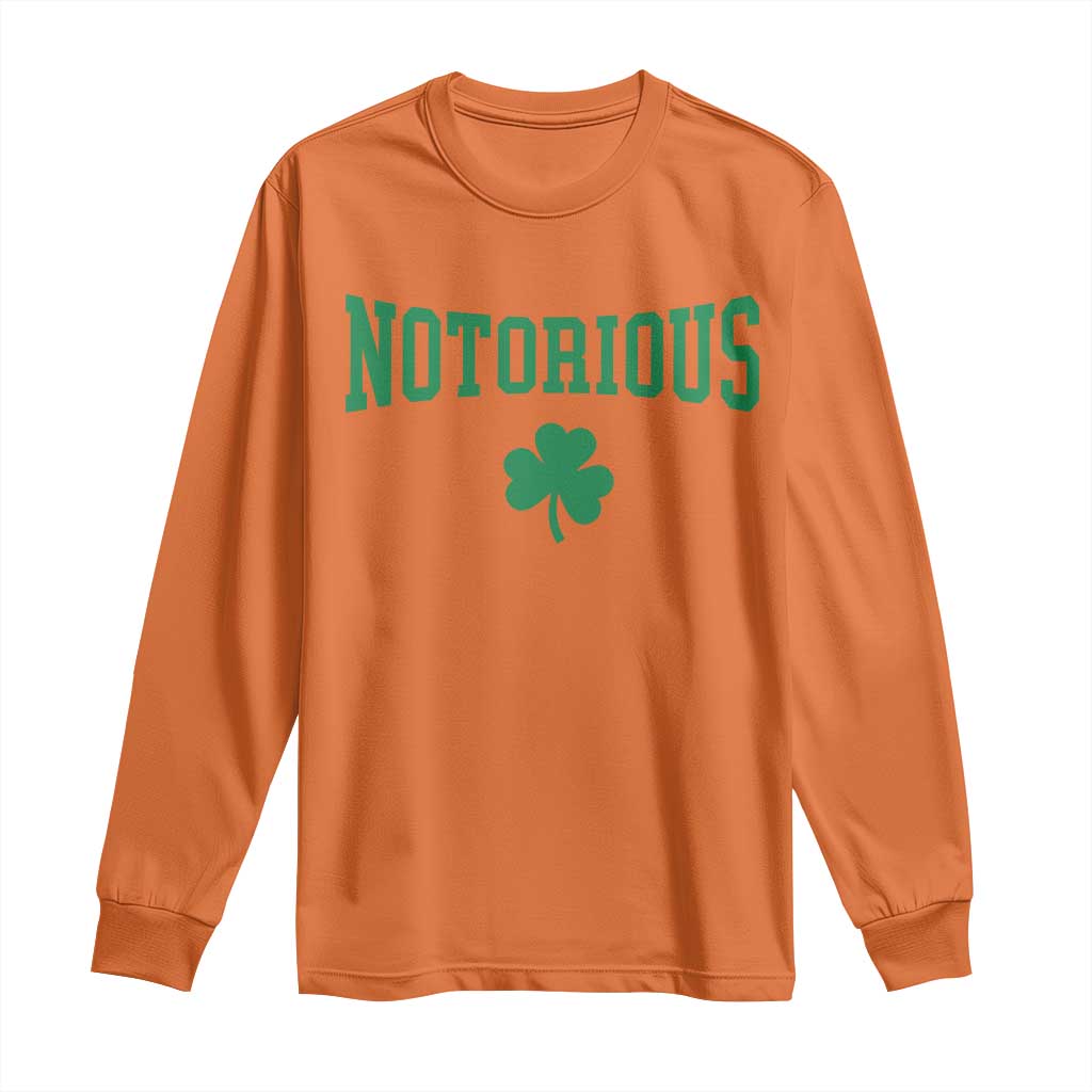 Irish Pride Boxing Fighting Notorious Long Sleeve Shirt Retro Shamrock Varsity Irish Lucky Clover Graphic TS10 Orange Print Your Wear