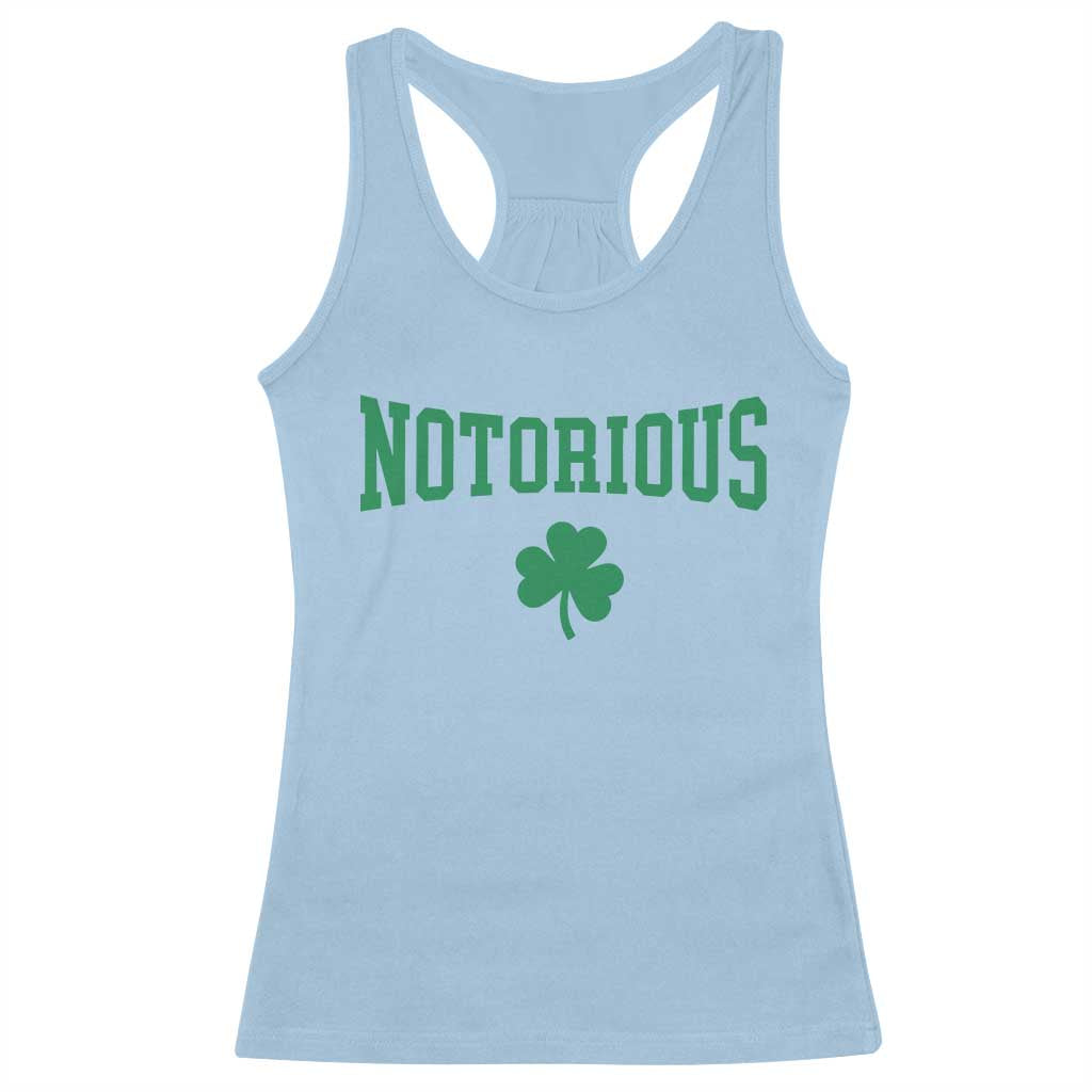Irish Pride Boxing Fighting Notorious Racerback Tank Top Retro Shamrock Varsity Irish Lucky Clover Graphic TS10 Light Blue Print Your Wear