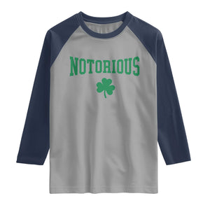 Irish Pride Boxing Fighting Notorious Raglan Shirt Retro Shamrock Varsity Irish Lucky Clover Graphic TS10 Sport Gray Navy Print Your Wear