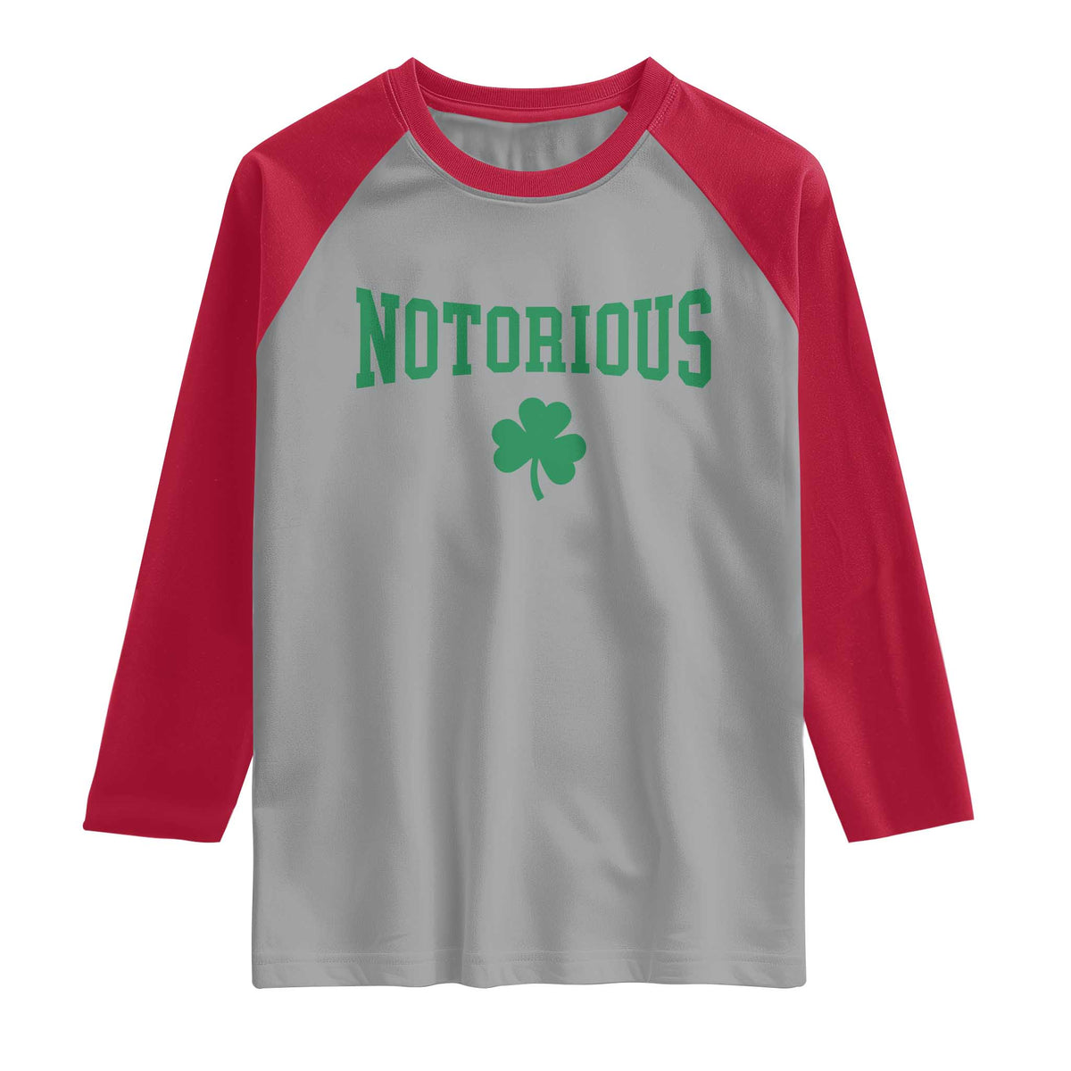 Irish Pride Boxing Fighting Notorious Raglan Shirt Retro Shamrock Varsity Irish Lucky Clover Graphic TS10 Sport Gray Red Print Your Wear